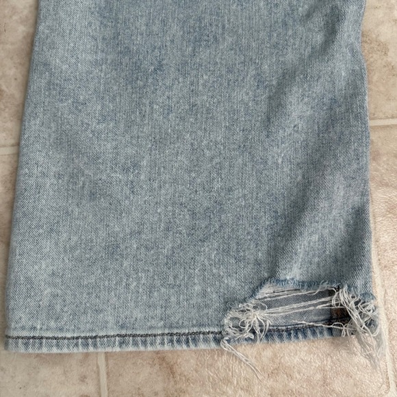 American Eagle Super High Rise Baggy Wide Leg Blue Jeans Slouchy Sz 0 Short - Picture 10 of 14